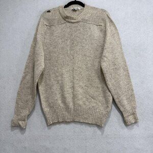 Vintage Garfinckel's Sweater Mens Medium Beige Wool Crewneck Pullover England